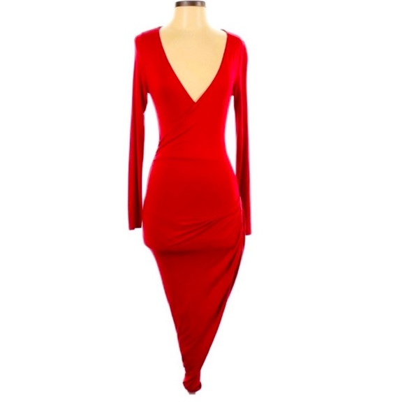 Great Condition MARCIANO Red Bodycon Wrap Midi Maxi Dress XS - Picture 1 of 5